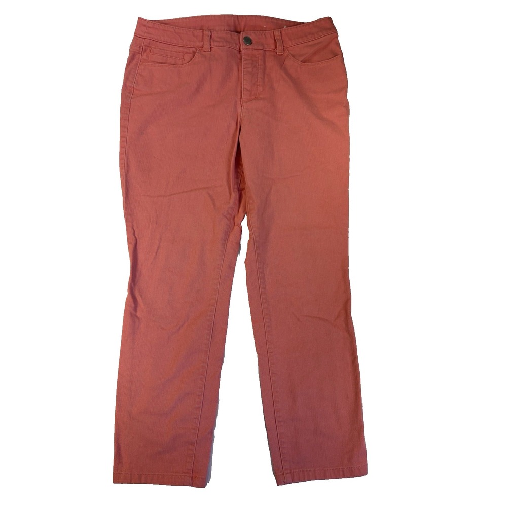 Christopher & Banks Peach Drop Pants Women's 10 Denim Coral Cottagecore BOHO
